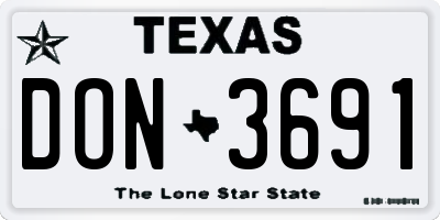 TX license plate DON3691
