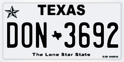 TX license plate DON3692