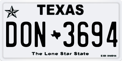 TX license plate DON3694