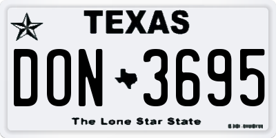 TX license plate DON3695