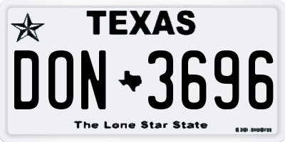 TX license plate DON3696