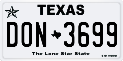 TX license plate DON3699