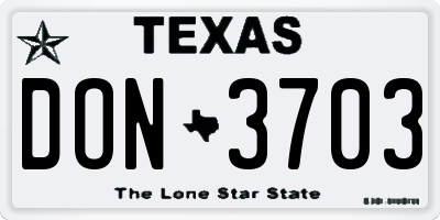 TX license plate DON3703