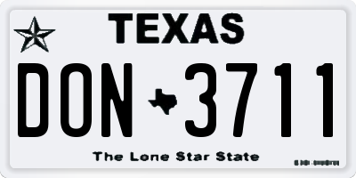 TX license plate DON3711