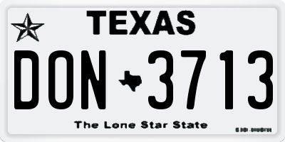 TX license plate DON3713