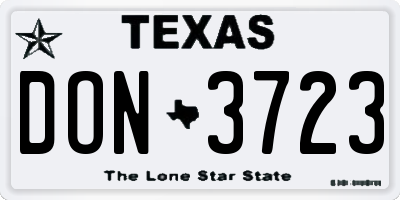 TX license plate DON3723