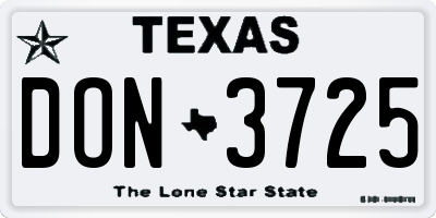 TX license plate DON3725