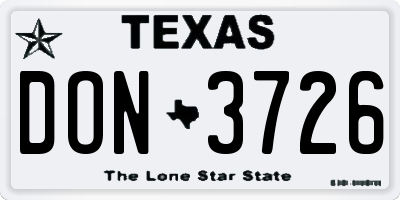 TX license plate DON3726