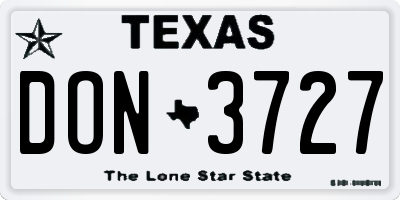 TX license plate DON3727