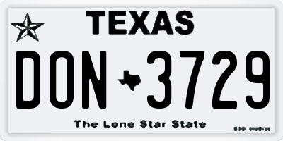 TX license plate DON3729