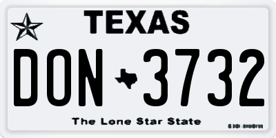 TX license plate DON3732