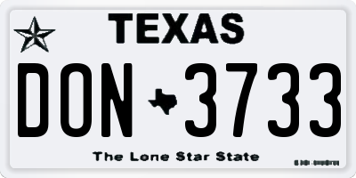 TX license plate DON3733