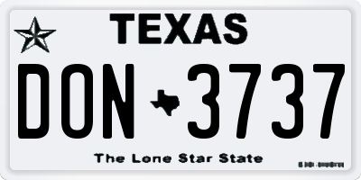 TX license plate DON3737