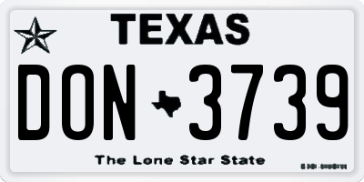 TX license plate DON3739