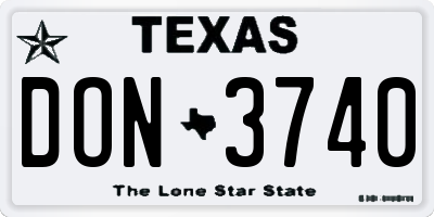 TX license plate DON3740