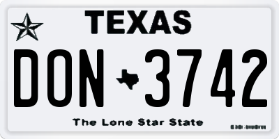 TX license plate DON3742