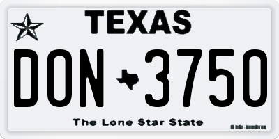 TX license plate DON3750