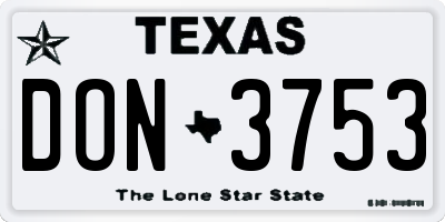 TX license plate DON3753