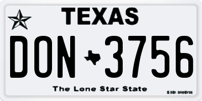 TX license plate DON3756