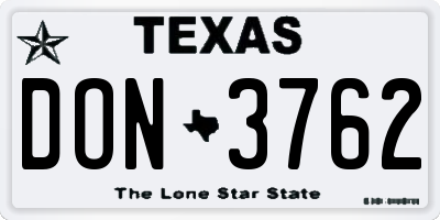 TX license plate DON3762