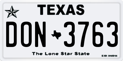 TX license plate DON3763