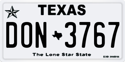 TX license plate DON3767