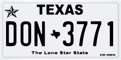 TX license plate DON3771