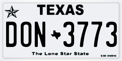 TX license plate DON3773