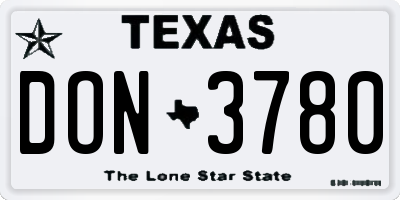 TX license plate DON3780
