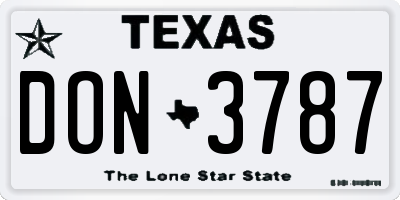 TX license plate DON3787