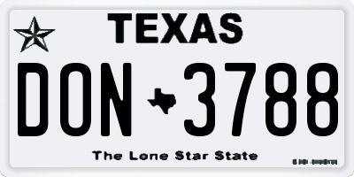TX license plate DON3788