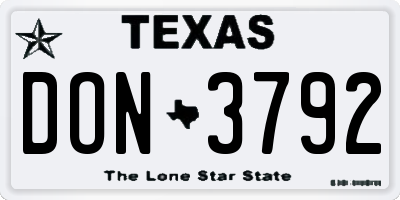 TX license plate DON3792