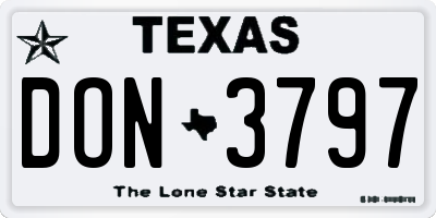 TX license plate DON3797