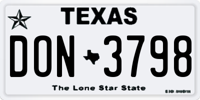 TX license plate DON3798