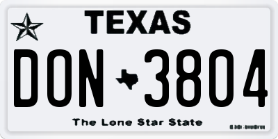 TX license plate DON3804
