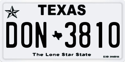 TX license plate DON3810