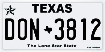 TX license plate DON3812