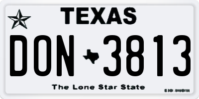 TX license plate DON3813