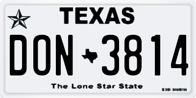 TX license plate DON3814