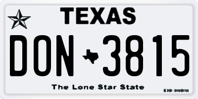 TX license plate DON3815