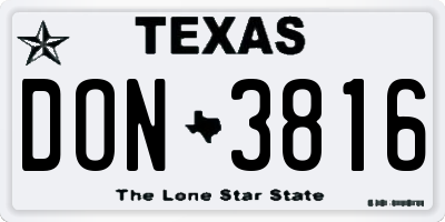 TX license plate DON3816