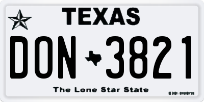 TX license plate DON3821