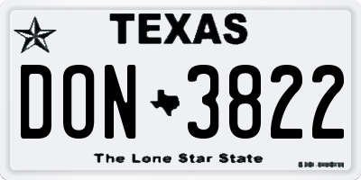 TX license plate DON3822