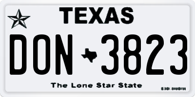 TX license plate DON3823