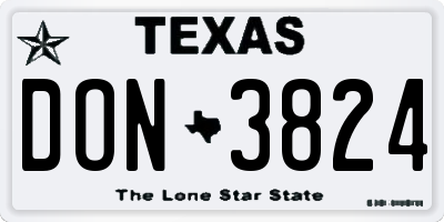 TX license plate DON3824