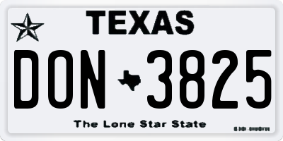 TX license plate DON3825