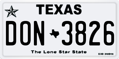 TX license plate DON3826