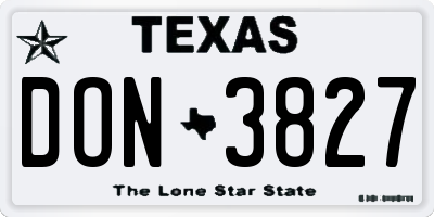 TX license plate DON3827