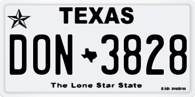 TX license plate DON3828