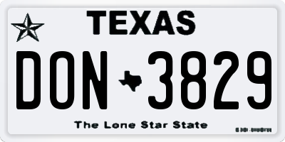 TX license plate DON3829
